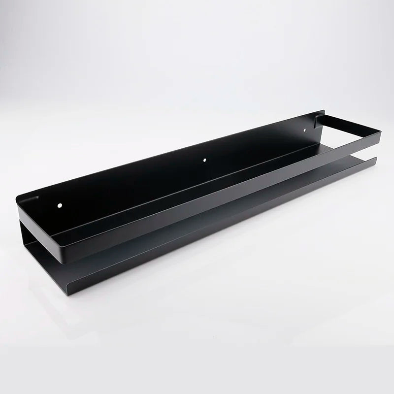 Stainless Steel Bathroom Shelf Black Shower Shampoo Storage Rack Adhesive Suqare Kitchen Bathroom Shlef 20cm 30cm 40cm 50cm