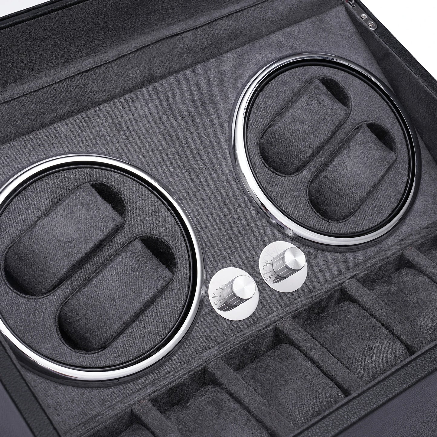 Watch Winder Watch Rotating Display Case for 4 Automatic Watches with Extra 6 Watch Storage, LED Illumination, Silent Motor