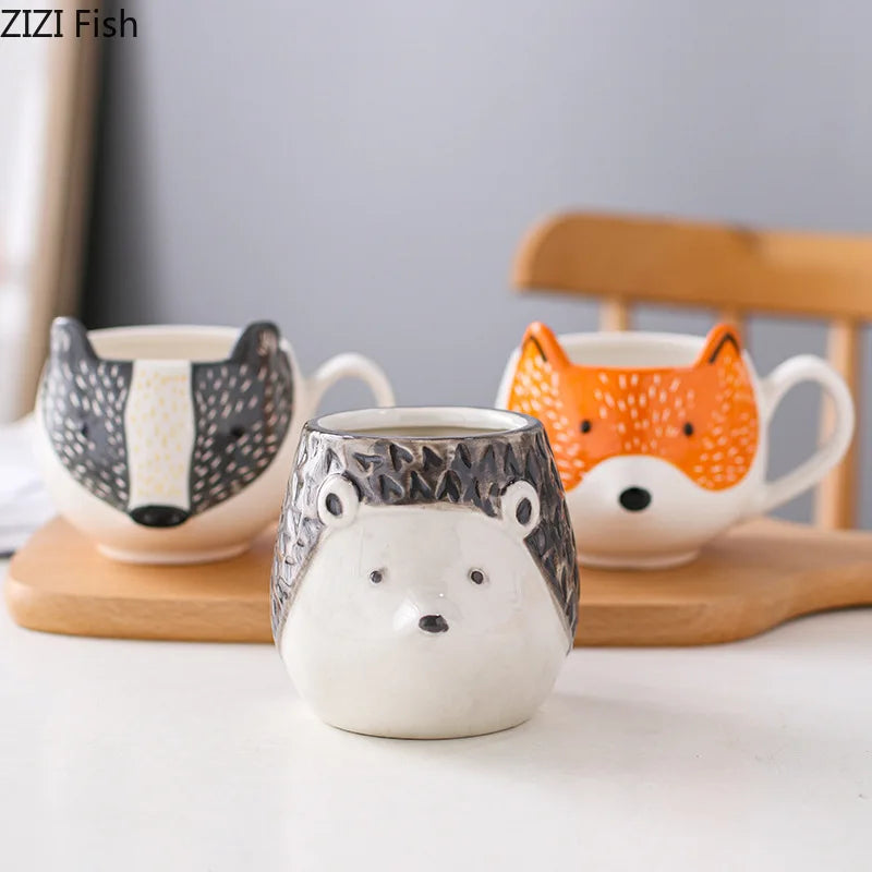 Cartoon Animal Water Cup Creative Ceramic Mug Office Tea Cup Afternoon Tea Coffee Cup Home Breakfast Drinking Set Holiday Gift