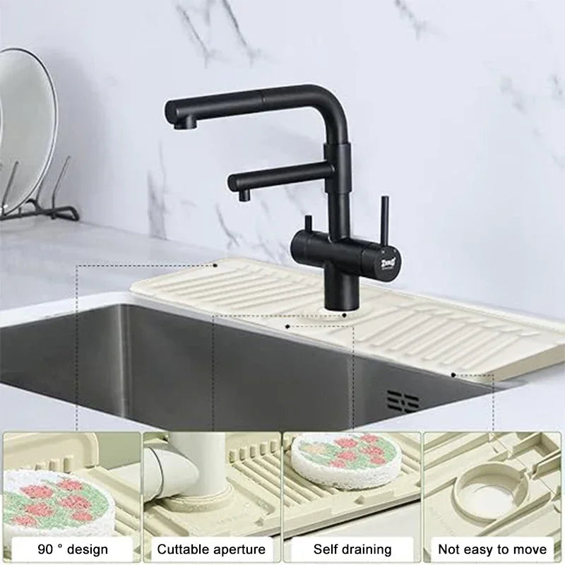 Silicone Absorbent Mat Splash Pad Kitchen Faucet Sink Countertop Drainage Mat Bathroom Countertop Protector Mat Kitchen Utensil
