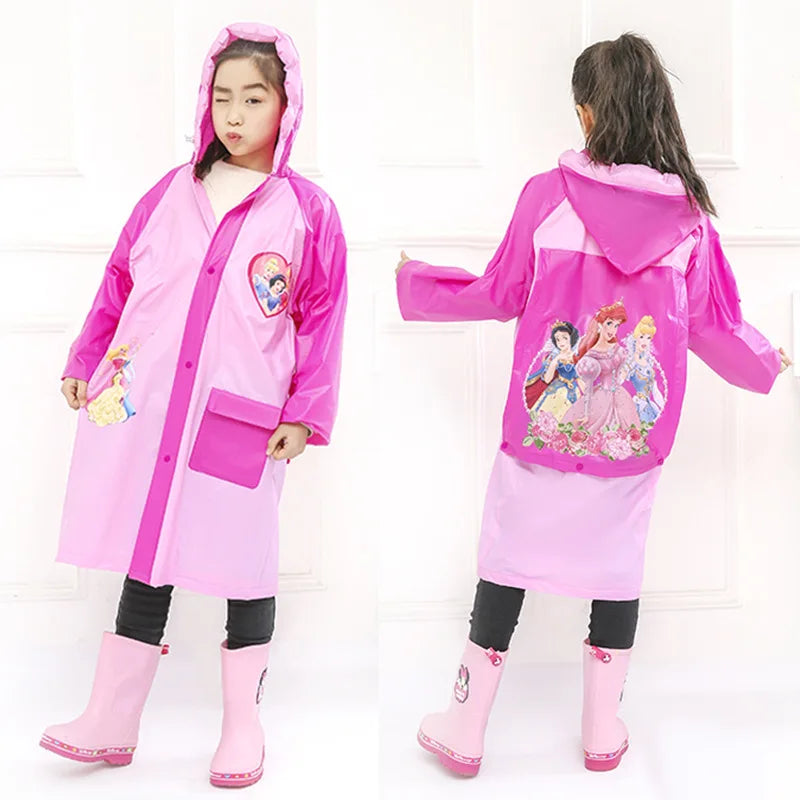 Disney Raincoat for Children Cartoon Frozen minnie mickey Kids Girls Rainproof Poncho Boys Rainwear Rainsuit school