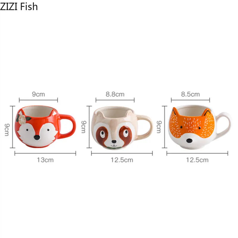 Cartoon Animal Water Cup Creative Ceramic Mug Office Tea Cup Afternoon Tea Coffee Cup Home Breakfast Drinking Set Holiday Gift