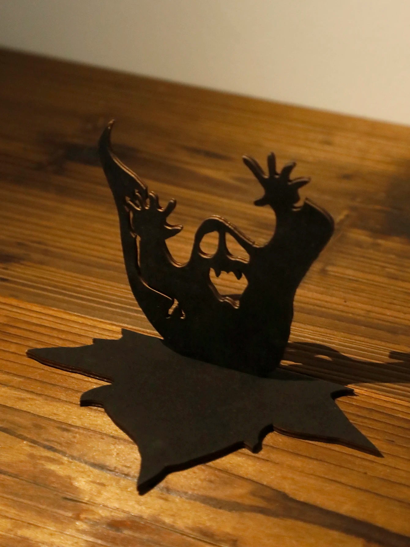 Halloween Wooden Ghost Candle Holder Spooky Tea Light Shadow Projector for Home Party and Haunted House Table Decorations Crafts