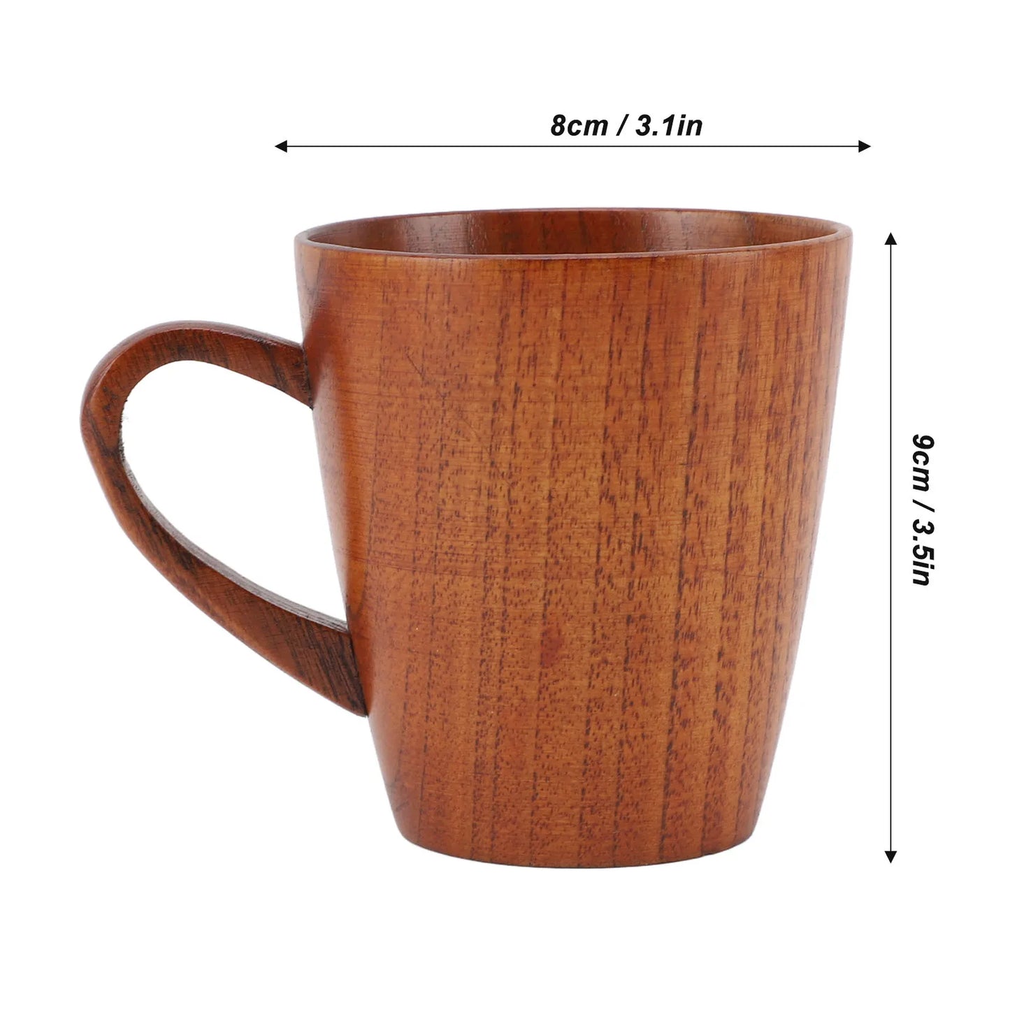250ml Coffee Mug with Handle Small Wooden Mug Tea Drinking Cup for Outdoor Travel Home Housewarming Present
