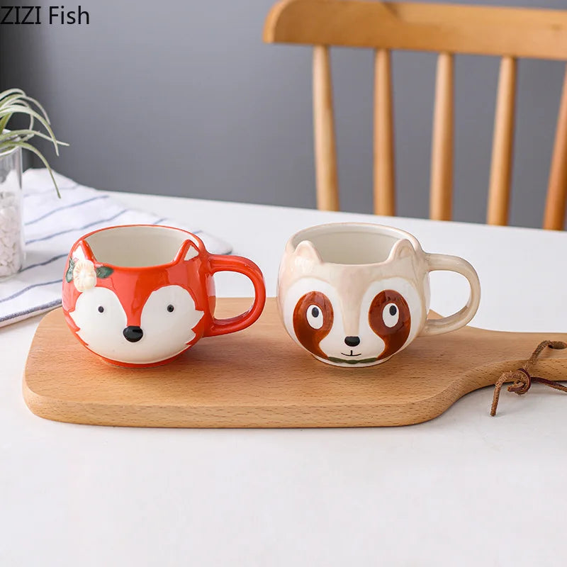 Cartoon Animal Water Cup Creative Ceramic Mug Office Tea Cup Afternoon Tea Coffee Cup Home Breakfast Drinking Set Holiday Gift