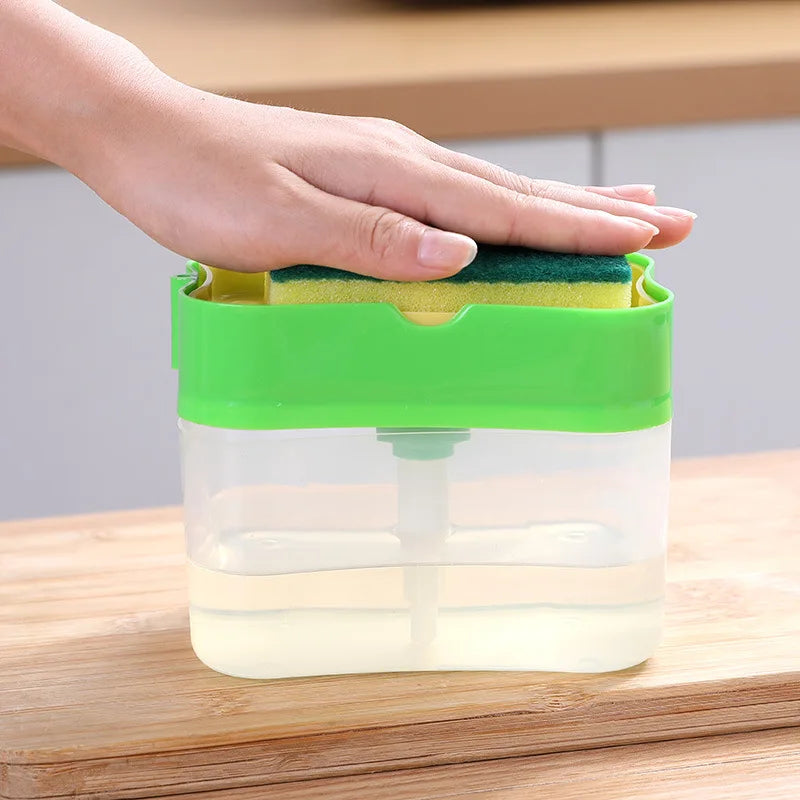 2 in 1 Scrubbing Liquid Detergent Dispenser Press-Type Liquid Soap Box Pump Organizer Kitchen Tool Bathroom Supplies