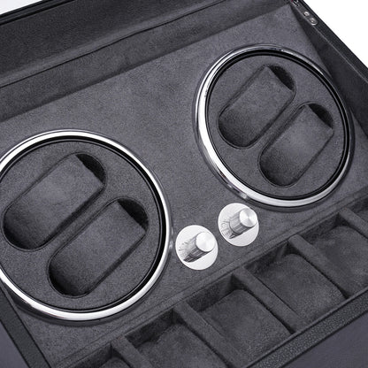 Watch Winder Watch Rotating Display Case for 4 Automatic Watches with Extra 6 Watch Storage, LED Illumination, Silent Motor