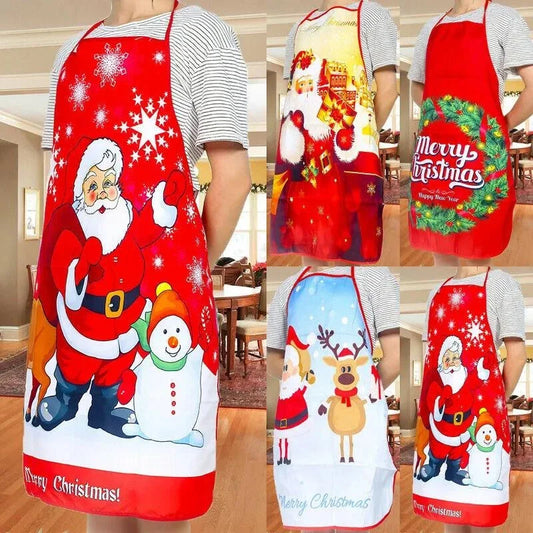 1PC Santa Claus Apron Christmas Tree Dinner Decoration Men and Women Home Kitchen Cooking Baking Oil-proof Apron