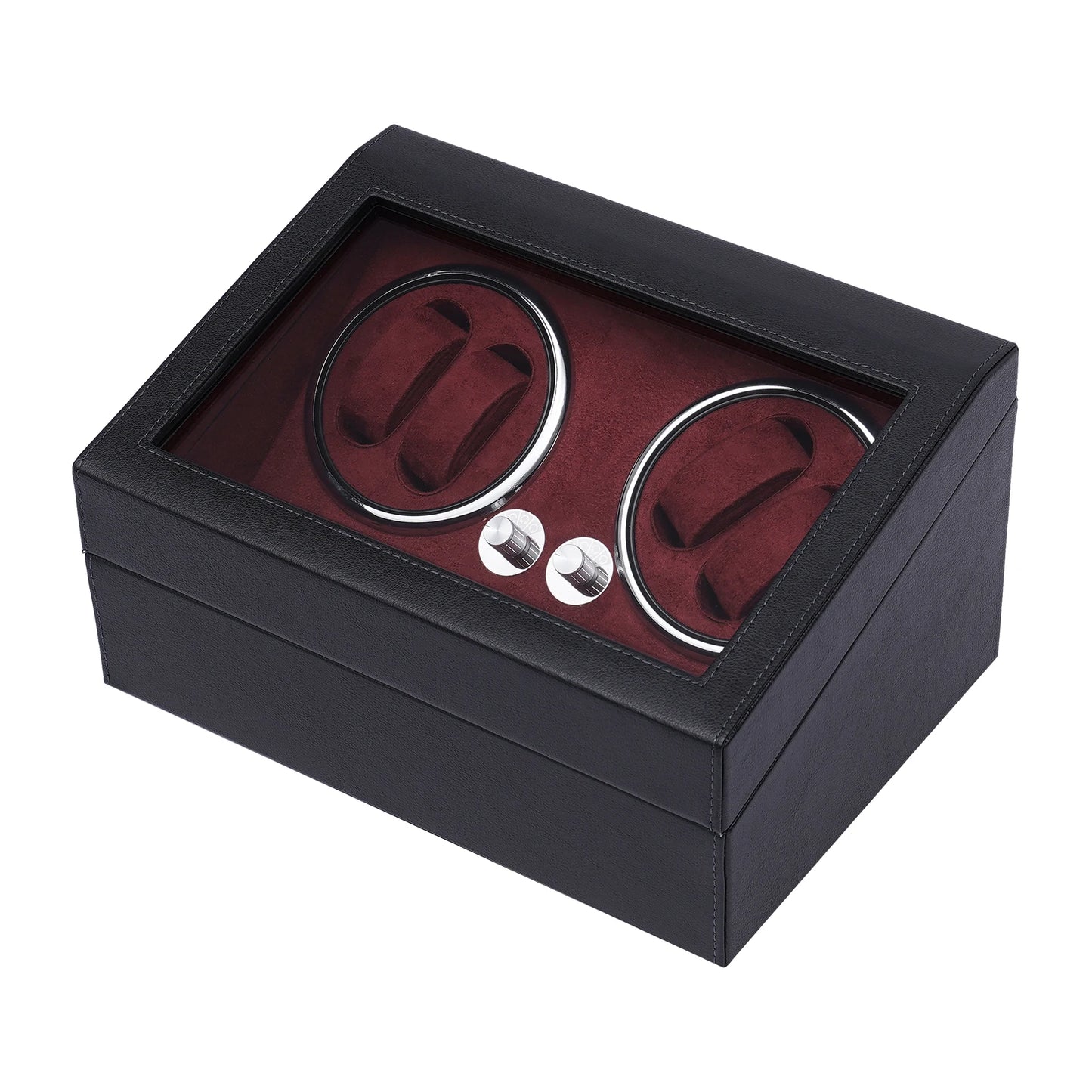 Watch Winder Watch Rotating Display Case for 4 Automatic Watches with Extra 6 Watch Storage, LED Illumination, Silent Motor