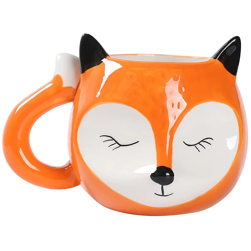 Creative Animal Ceramic Mug Fox 3D Cartoon Coffee Mugs with Handle lrregular Cups Milk Tea Oatmeal Coffee Mug Cup Office Home