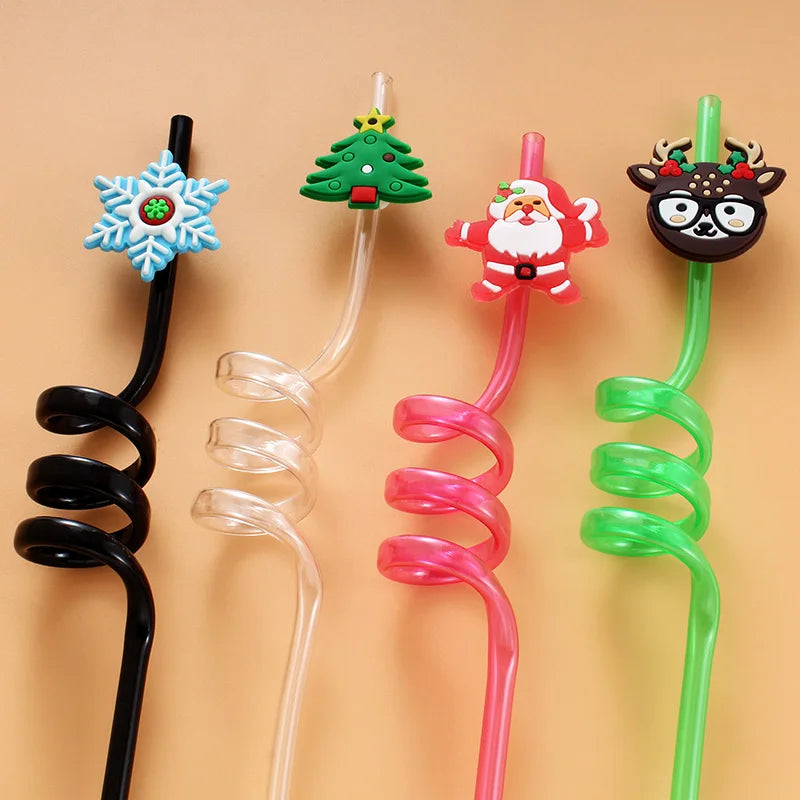 12pcs Christmas Themed Straw, Reusable Straw for Milk Water Drinking Decorative Straw for Festival Party Chrismas Party Supplies