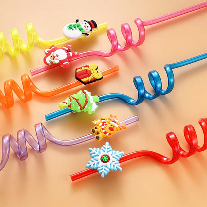 12pcs Christmas Themed Straw, Reusable Straw for Milk Water Drinking Decorative Straw for Festival Party Chrismas Party Supplies