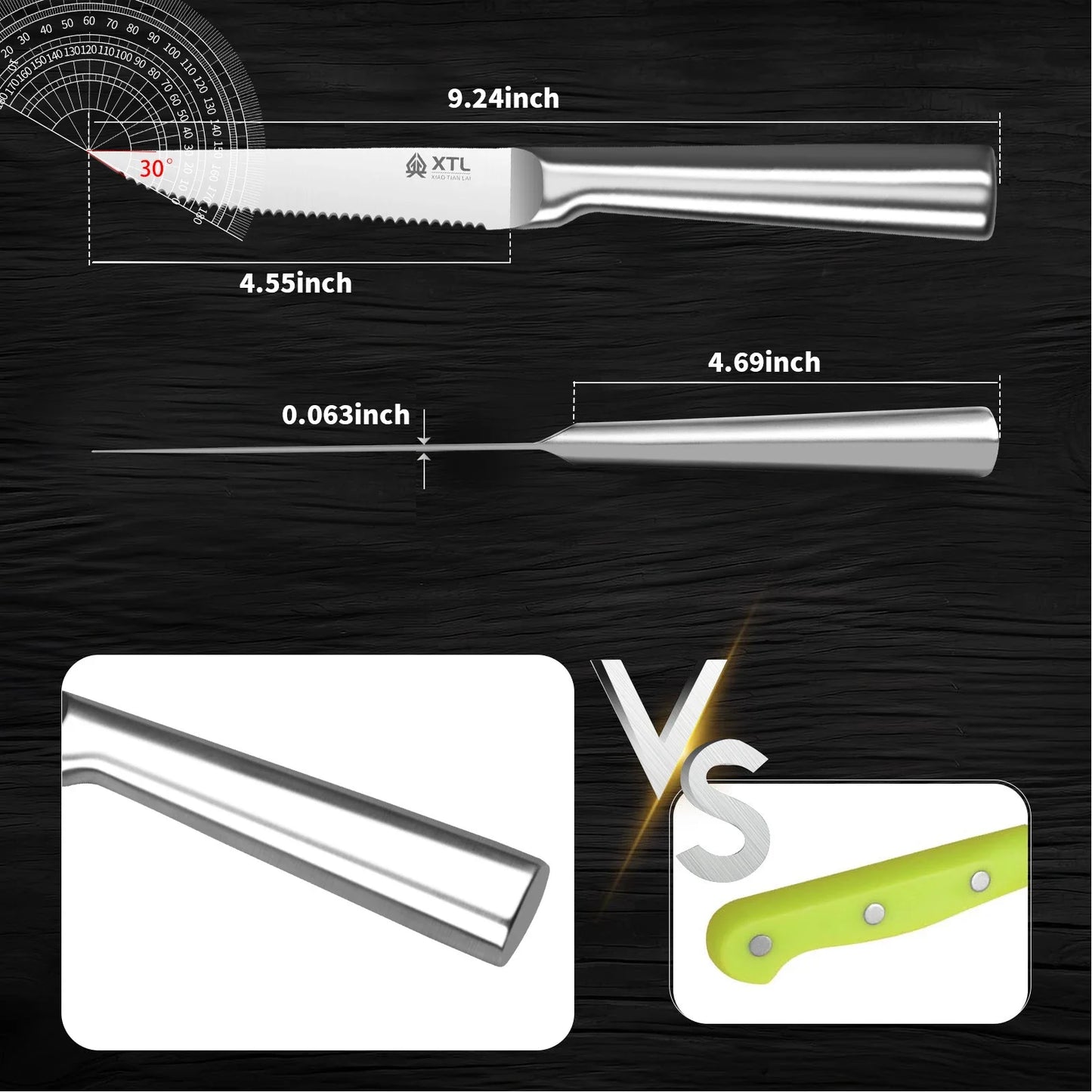 4/6/8/pcs Steak Knife Set Set - Household stainless steel serrated steak cutting - Pork chop - Lamb chop - All steel bread knife