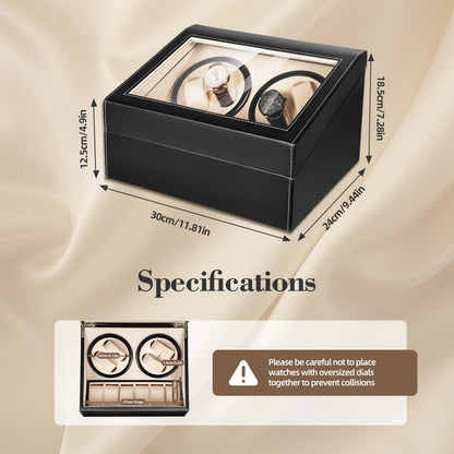 4+6 Automatic Rotation Leather Wood Watch Winder Storage Display Case with Pillow Luxury Box Black/Brown