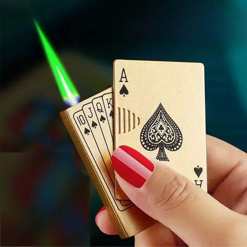 Creative Playing Cards for Girls Fashion Lightemitting Lighter Butane Gadget Personalized Lighter Gift Smoking Accessories 2024