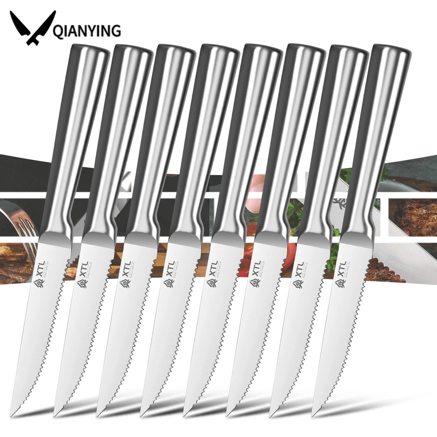 4/6/8/pcs Steak Knife Set Set - Household stainless steel serrated steak cutting - Pork chop - Lamb chop - All steel bread knife