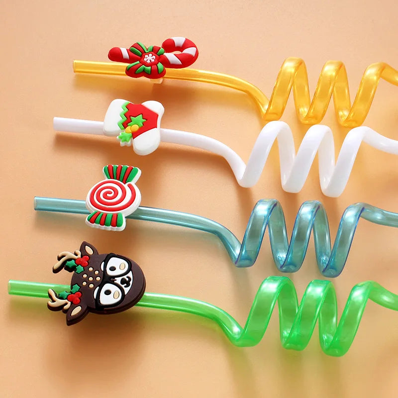 12pcs Christmas Themed Straw, Reusable Straw for Milk Water Drinking Decorative Straw for Festival Party Chrismas Party Supplies