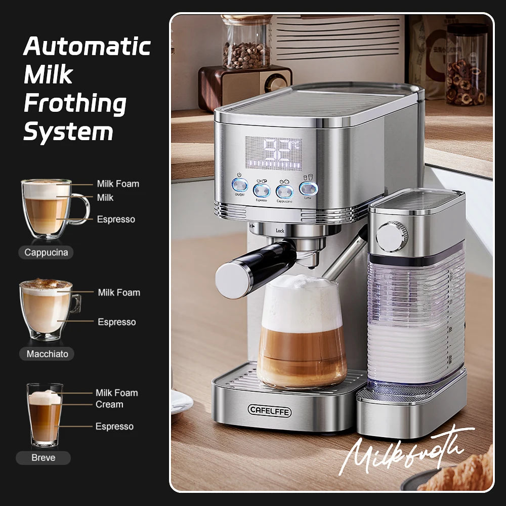 Cafelffe Fully Automatic Espresso Machines Automatic Milk Froth Ground Coffee Stainless Steels Cappuccino maker Cafeteria 20Bar